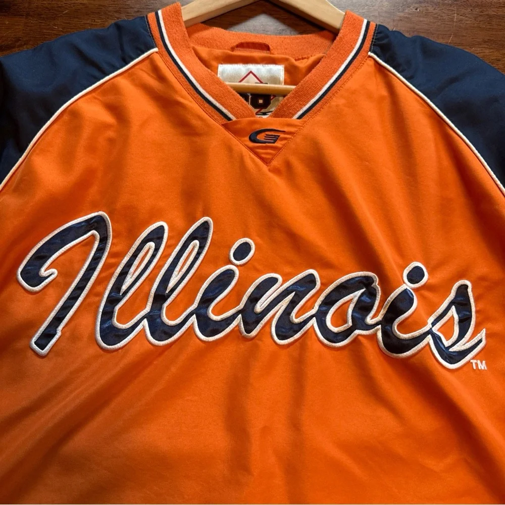 Vintage Illinois Fighting Illini XL 58 Sports NCAA Pullover 90s Pockets - Picture 2 of 8